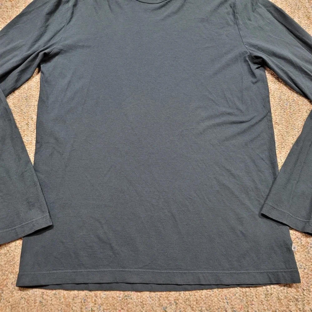 James Perse Shirt Mens Size 2 Green Blue Long Sleeve Standard Crew Neck USA - Picture 3 of 13